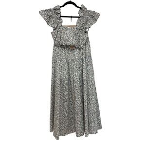 NEW MABLE Maliyah Ditsy Floral Ruffle Crop Top and Midi Skirt Set - Size S